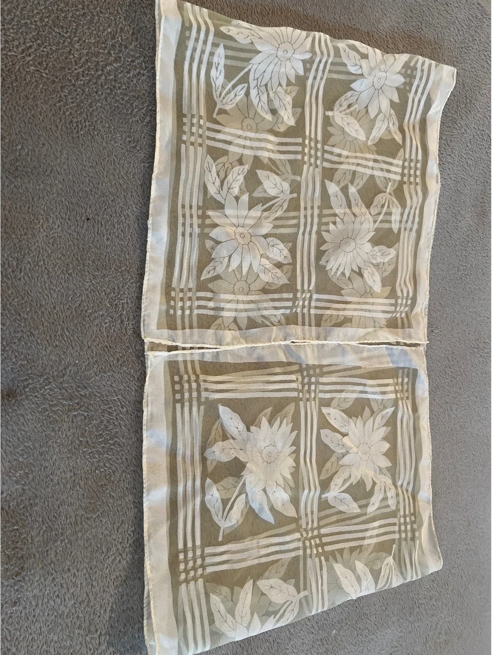 Vintage Floral Sheer Scarf or Table Runner